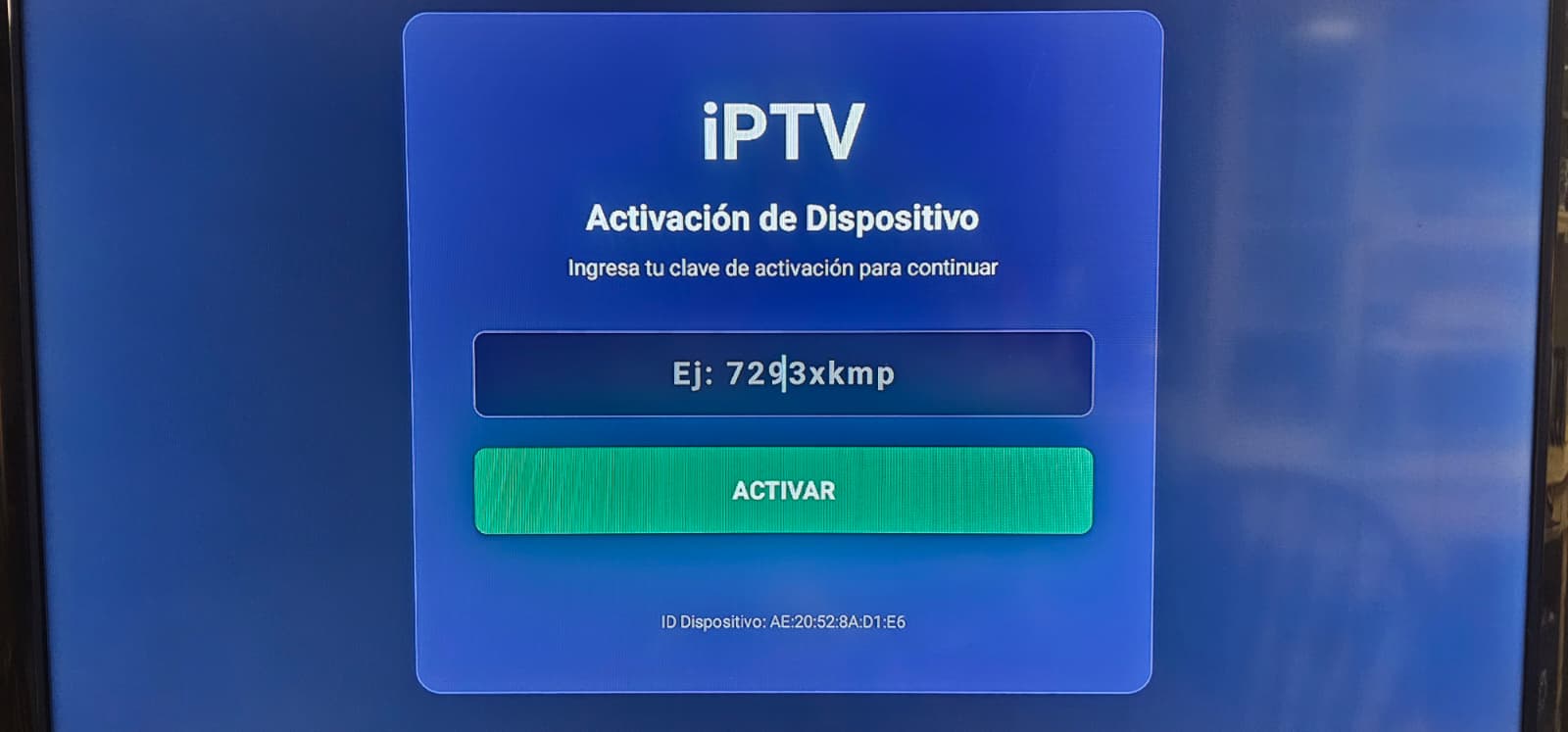 Pantalla de activacion de MI LATINA TV